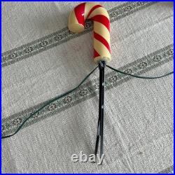 Vtg Lighted Candy Cane Pathway Lights Set of 5 Blow Mold Christmas Yard Decor