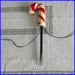 Vtg Lighted Candy Cane Pathway Lights Set of 5 Blow Mold Christmas Yard Decor