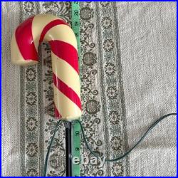 Vtg Lighted Candy Cane Pathway Lights Set of 5 Blow Mold Christmas Yard Decor