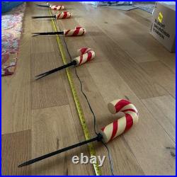 Vtg Lighted Candy Cane Pathway Lights Set of 5 Blow Mold Christmas Yard Decor