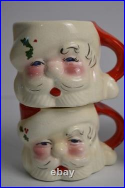 Vtg MCM DeForest of California Punch/Eggnog Bowl & Mugs Merry Christmas Pottery