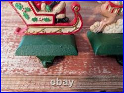Vtg Midwest Of Cannon Falls Santa And Two Reindeer Cast Iron Stocking Holders