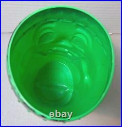 Vtg Plastic Blow Mold Frankenstein Cup Halloween Monster Mug Green