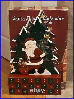 Vtg Santa Advent Wooden Calendar 24 Hanging Ornament's Costco Complete Read