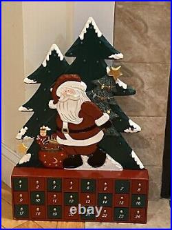 Vtg Santa Advent Wooden Calendar 24 Hanging Ornament's Costco Complete Read