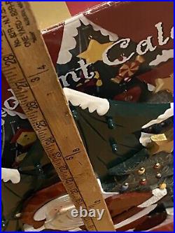 Vtg Santa Advent Wooden Calendar 24 Hanging Ornament's Costco Complete Read