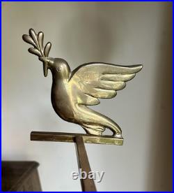 Vtg Set Of 4 Brass Hooks Holders Mantel Hook Star Reindeer Bird Dove Celestial