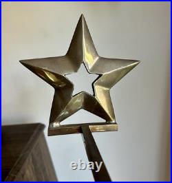 Vtg Set Of 4 Brass Hooks Holders Mantel Hook Star Reindeer Bird Dove Celestial