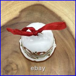 Vtg Tiffany Holiday Bell Ornament Christmas Mistletoe Bone China Porcelain Japan