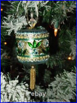 Vtg Zimonick DRUM Christmas Ornament 2 RARE Swarovski Flowers Aurora Vtg Zimonick DRUM Christmas Ornament 2 RARE Swarovski Flowers Aurora