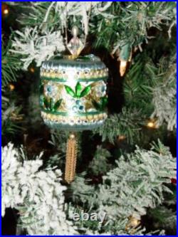 Vtg Zimonick DRUM Christmas Ornament 2 RARE Swarovski Flowers Aurora Vtg Zimonick DRUM Christmas Ornament 2 RARE Swarovski Flowers Aurora