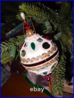 Vtg Zimonick Faberge meets Disco Ornament Red Mirrors & Swarovski RARE