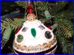 Vtg Zimonick Faberge meets Disco Ornament Red Mirrors & Swarovski RARE