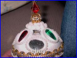 Vtg Zimonick Faberge meets Disco Ornament Red Mirrors & Swarovski RARE