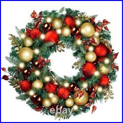 WANNA-CUL Pre-Lit 30 Inch Large Christmas Wreath for Front Door with 50 Led L WANNA-CUL Pre-Lit 30 Inch Large Christmas Wreath for Front Door with 50 Led L