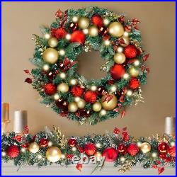 WANNA-CUL Pre-Lit 30 Inch Large Christmas Wreath for Front Door with 50 Led L WANNA-CUL Pre-Lit 30 Inch Large Christmas Wreath for Front Door with 50 Led L