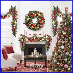WANNA-CUL Pre-Lit 30 Inch Large Christmas Wreath for Front Door with 50 Led L WANNA-CUL Pre-Lit 30 Inch Large Christmas Wreath for Front Door with 50 Led L