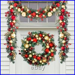 WANNA-CUL Pre-Lit 30 Inch Large Christmas Wreath for Front Door with 50 Led L WANNA-CUL Pre-Lit 30 Inch Large Christmas Wreath for Front Door with 50 Led L