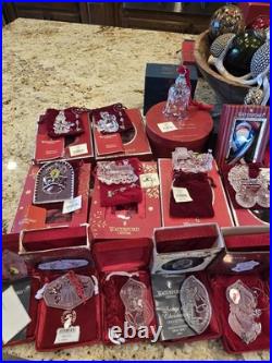 WATERFORD CRYSTAL 35 PIECE ORNAMENT LOT NEW and USED NICE