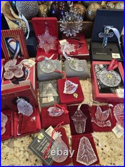 WATERFORD CRYSTAL 35 PIECE ORNAMENT LOT NEW and USED NICE