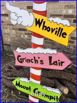 WHOVILLE Sign Pole GRINCH'S Lair Mount Crumpit CHRISTMAS Yard Art Decoration