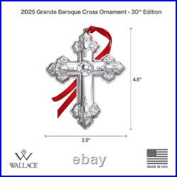 Wallace 2025 Sterling Silver Grand Baroque Cross Christmas Ornament 30th Edition