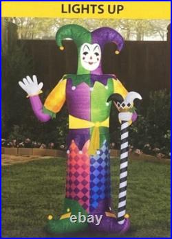 Way To Celebrate Mardi Gras Inflatable Jester 8 Feet Tall Lights Up NIB