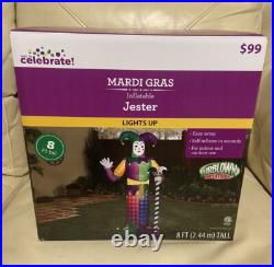 Way To Celebrate Mardi Gras Inflatable Jester 8 Feet Tall Lights Up NIB