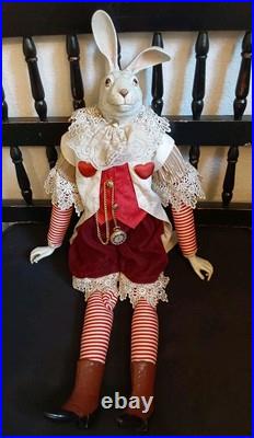 Wayne M. Kleski I'm Late Whimsical 28 Inch Tall Rabbit Doll withPocket Watch Wayne M. Kleski I'm Late Whimsical 28 Inch Tall Rabbit Doll withPocket Watch