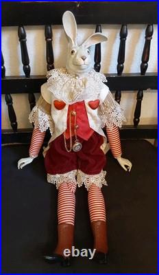 Wayne M. Kleski I'm Late Whimsical 28 Inch Tall Rabbit Doll withPocket Watch Wayne M. Kleski I'm Late Whimsical 28 Inch Tall Rabbit Doll withPocket Watch