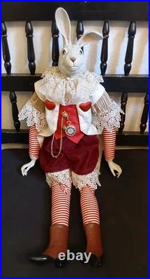 Wayne M. Kleski I'm Late Whimsical 28 Inch Tall Rabbit Doll withPocket Watch Wayne M. Kleski I'm Late Whimsical 28 Inch Tall Rabbit Doll withPocket Watch