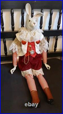 Wayne M. Kleski I'm Late Whimsical 28 Inch Tall Rabbit Doll withPocket Watch Wayne M. Kleski I'm Late Whimsical 28 Inch Tall Rabbit Doll withPocket Watch
