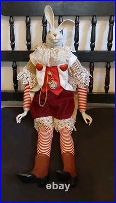Wayne M. Kleski I'm Late Whimsical 28 Inch Tall Rabbit Doll withPocket Watch Wayne M. Kleski I'm Late Whimsical 28 Inch Tall Rabbit Doll withPocket Watch