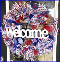 Welcome Louisiana Seafood Boil Summer Front Door Wreath Crawfish Lobster Shrimp