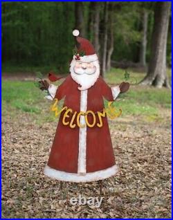 Welcome Santa Painted Metal Yard Art Christmas Holiday Decor 55H