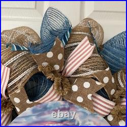 Welcome Seashell Handmade Deco Mesh Coastal Wreath