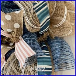 Welcome Seashell Handmade Deco Mesh Coastal Wreath