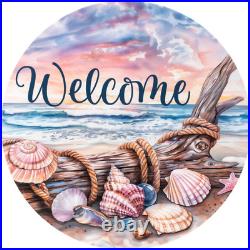 Welcome Seashell Handmade Deco Mesh Coastal Wreath