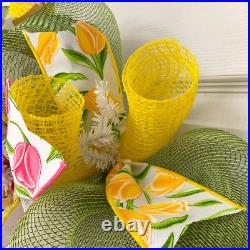 Welcome Tulips Spring Wreath Handmade Deco Mesh