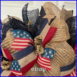 Welcome Y'all Patriotic or All Occasion Wreath Handmade Deco Mesh