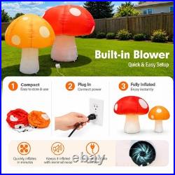 Wellcomer 2 Pcs Giant Inflatable Mushroom Outdoor Decorations 6Ft & 8Ft Tall