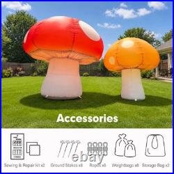 Wellcomer 2 Pcs Giant Inflatable Mushroom Outdoor Decorations 6Ft & 8Ft Tall