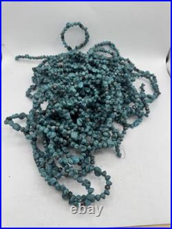 Western Turquoise Beaded Garland With Flat Round Silver Accent Beads 58 Ft Total