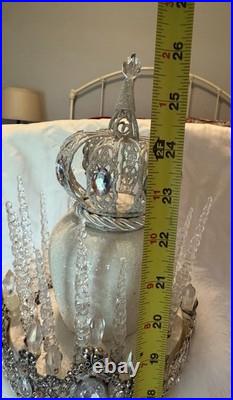 White Silver Red King Nutcracker with Crown Glitter Christmas Decor 26 in