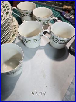 Whole Set Of Vintage Royal Limited Holly Holiday Christmas Plates, Cups, Bowls