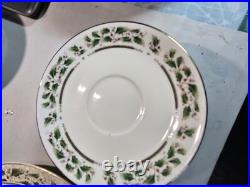 Whole Set Of Vintage Royal Limited Holly Holiday Christmas Plates, Cups, Bowls