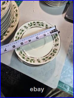 Whole Set Of Vintage Royal Limited Holly Holiday Christmas Plates, Cups, Bowls