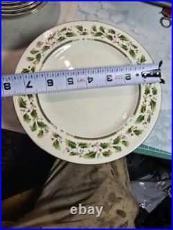 Whole Set Of Vintage Royal Limited Holly Holiday Christmas Plates, Cups, Bowls