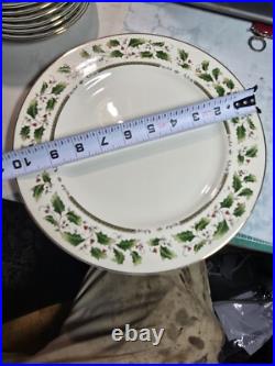 Whole Set Of Vintage Royal Limited Holly Holiday Christmas Plates, Cups, Bowls