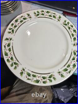 Whole Set Of Vintage Royal Limited Holly Holiday Christmas Plates, Cups, Bowls
